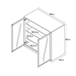 Armoire en noyer avec portes en verre