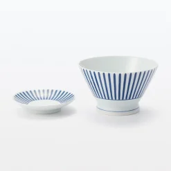Assiette en porcelaine Hasami - Motif rayures éventail, Petite