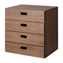 Bloc‐tiroir en noyer ‐ 4 tiroirs horizontaux (Dont Eco‐part. 0,82 €)