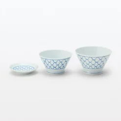 Bol à riz en porcelaine Hasami - Motif maille, Grande