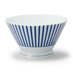 Bol à riz en porcelaine Hasami - Motif rayures éventail, Grande