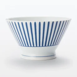 Bol à riz en porcelaine Hasami - Motif rayures éventail, Grande