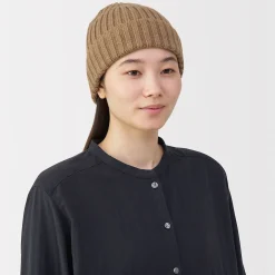 Bonnet unisexe en laine côtelée antidémangeaisons