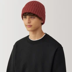 Bonnet unisexe en laine côtelée antidémangeaisons