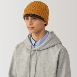 Bonnet unisexe en laine côtelée antidémangeaisons