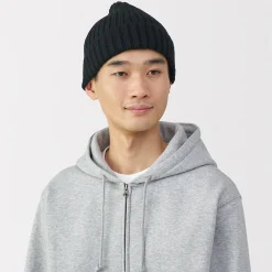 Bonnet unisexe en laine côtelée antidémangeaisons