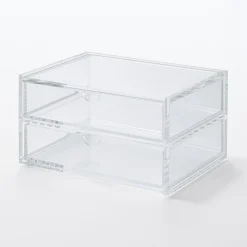 Boîte acrylique 2 tiroirs + couvercle L17.5X P13X H9.5cm