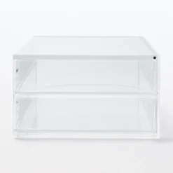 Boîte acrylique 2 tiroirs + couvercle L25.6X P16.8X H9.5cm