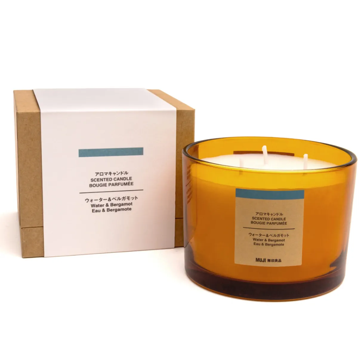 Bougie 3 mèche eau et bergamote