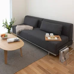 Canapé convertible 2 places en feutrine anthracite