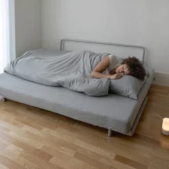 Canapé convertible 2 places en coton beige