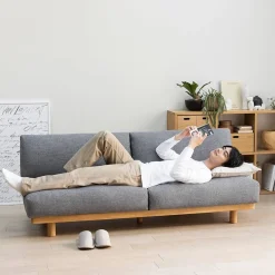 Canapé en polyester tissé sans accoudoirs ‐ 2 places, Gris