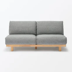 Canapé en polyester tissé sans accoudoirs ‐ 2 places, Gris