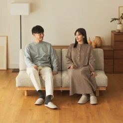 Canapé en polyester tissé sans accoudoirs ‐ 2 places, Beige