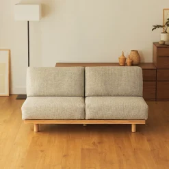 Canapé en polyester tissé sans accoudoirs ‐ 2 places, Beige