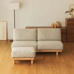 Canapé en polyester tissé sans accoudoirs ‐ 2 places, Beige