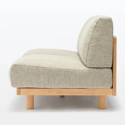 Canapé en polyester tissé sans accoudoirs ‐ 2 places, Beige