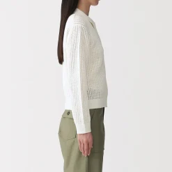 Cardigan à col en tricot de coton mélangé pour femme