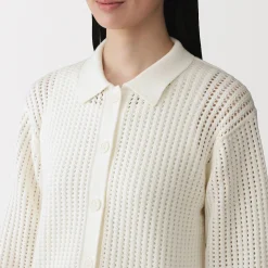 Cardigan à col en tricot de coton mélangé pour femme