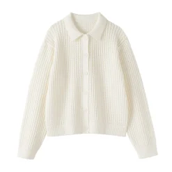 Cardigan à col en tricot de coton mélangé pour femme