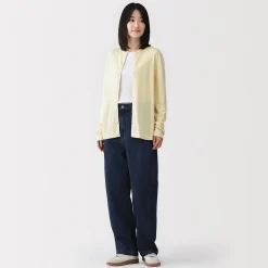 Cardigan à col ras du cou en mélange de fibres de soja pour femme