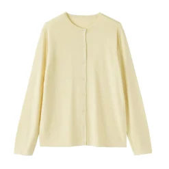 Cardigan à col ras du cou en mélange de fibres de soja pour femme