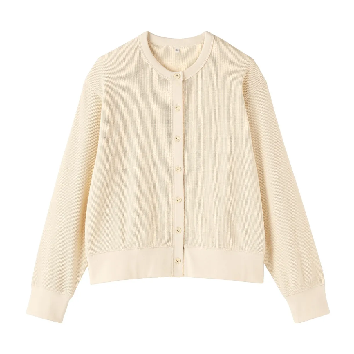 Cardigan à col ras du cou en coton biologique tricoté et gaufré pour femme