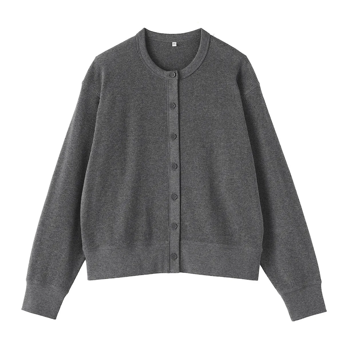 Cardigan à col ras du cou en coton biologique tricoté et gaufré pour femme