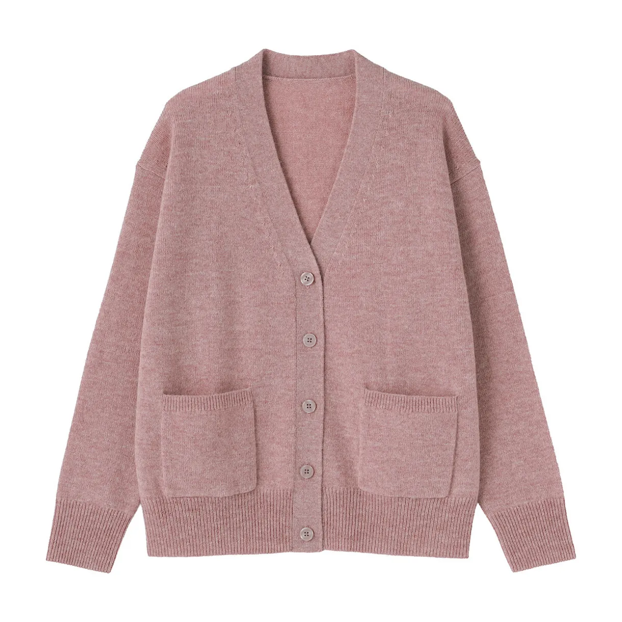 Cardigan avec col en V en maille moyenne pour femme