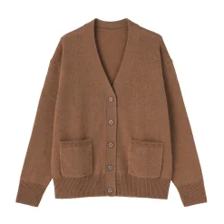 Cardigan avec col en V en maille moyenne pour femme