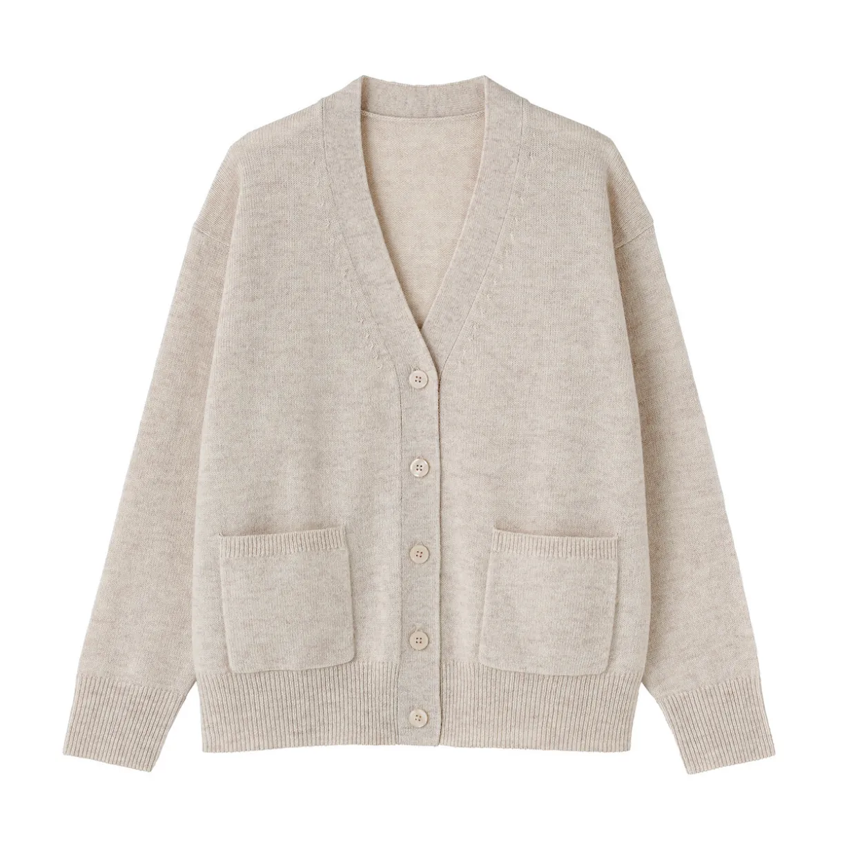 Cardigan avec col en V en maille moyenne pour femme