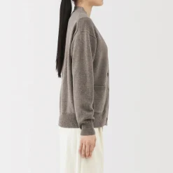 Cardigan avec col en V en maille moyenne pour femme