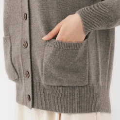 Cardigan avec col en V en maille moyenne pour femme