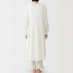 Cardigan long en double gaze à pois dobby pour femme