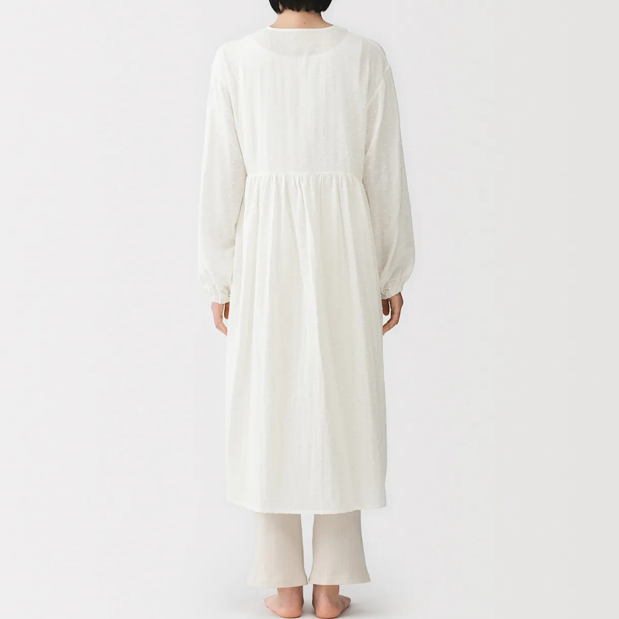 Cardigan long en double gaze à pois dobby pour femme