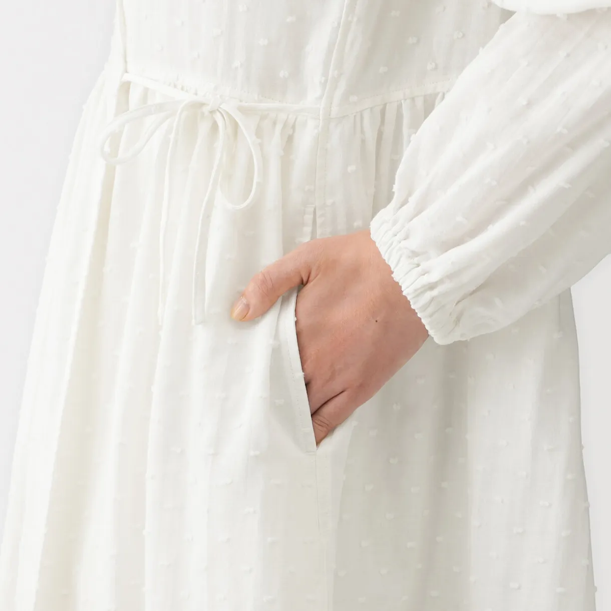 Cardigan long en double gaze à pois dobby pour femme