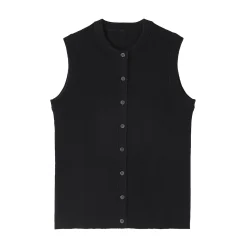 Cardigan sans manches en coton biologique hautement torsadé pour femme