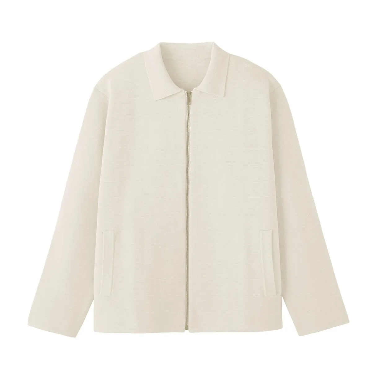 Cardigan zippé à col en maille côtelée Milano de coton pour homme