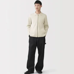 Cardigan zippé à col en maille côtelée Milano de coton pour homme