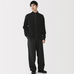 Cardigan zippé et côtelé en mélange de coton pour homme