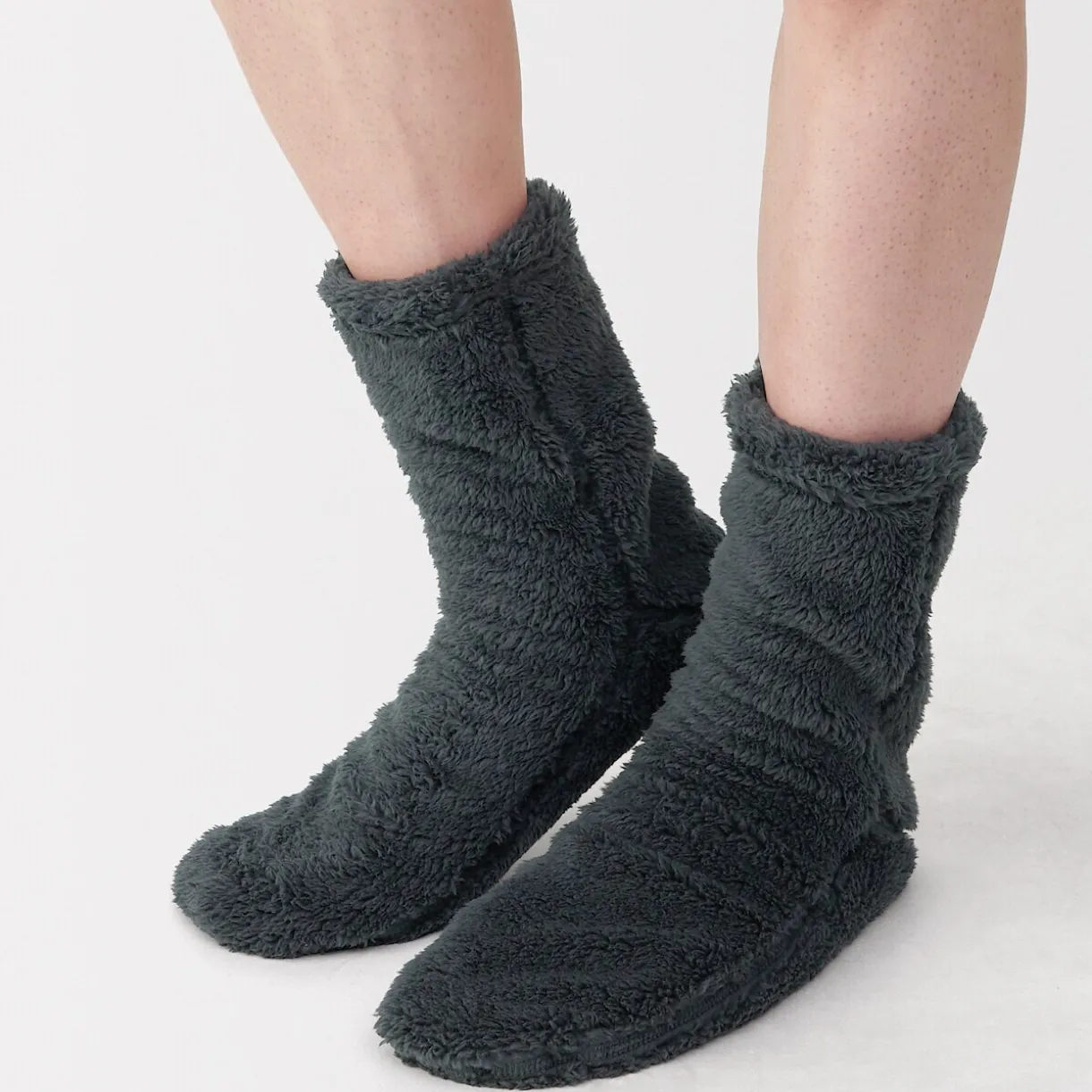 Chaussettes d'intérieur en polyester recyclé et molleton Boa pour homme