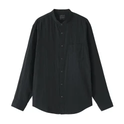Chemise à col mao en double gaze de kapok mélangé pour homme