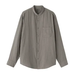 Chemise à col mao en double gaze de kapok mélangé pour homme