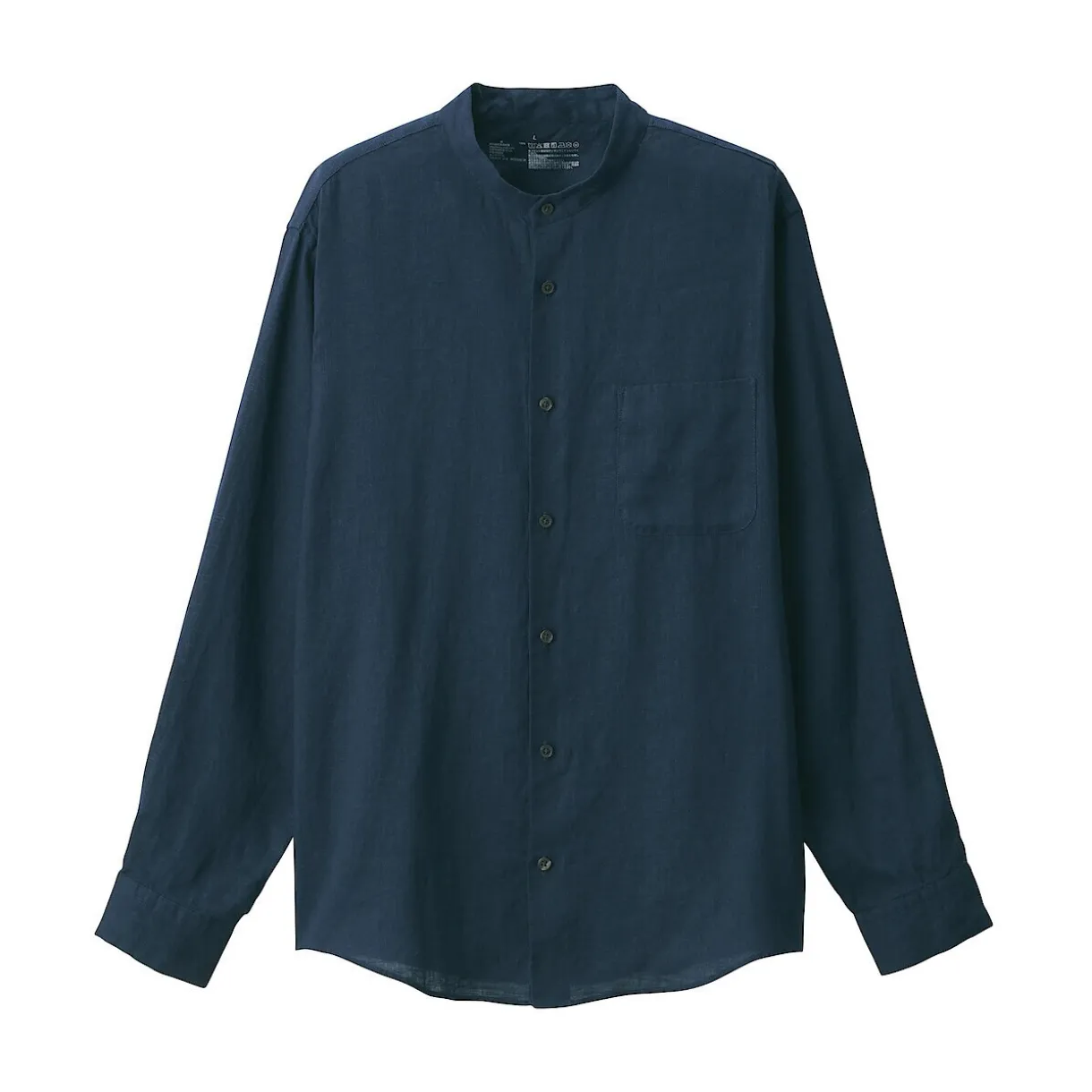 Chemise à col mao en lin lavé pour homme