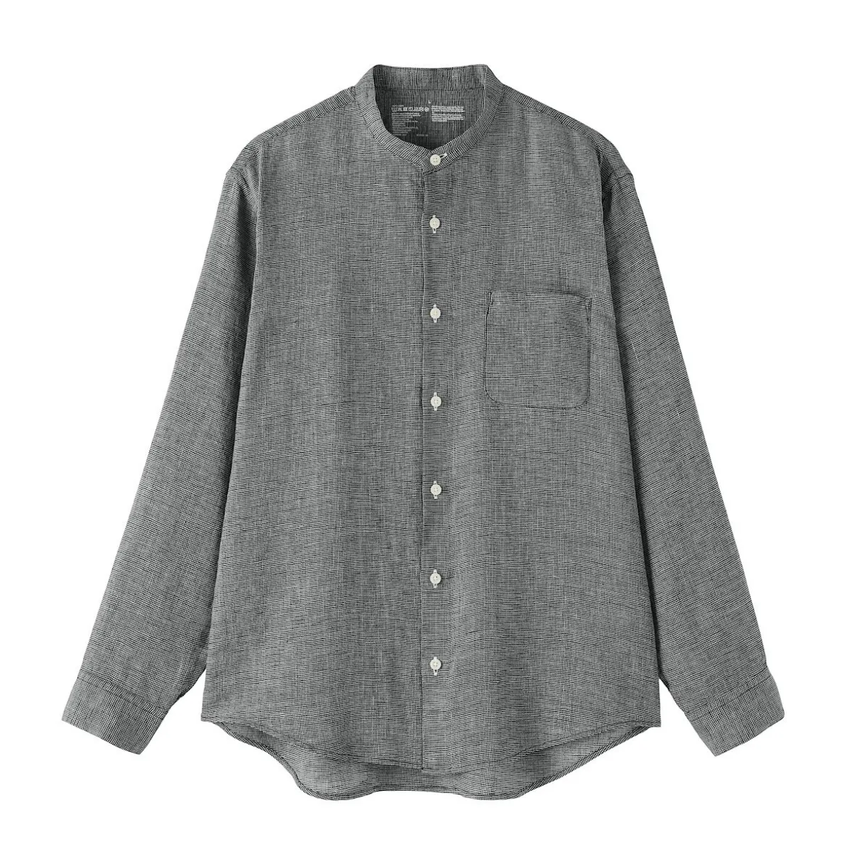 Chemise à col mao en lin lavé pour homme