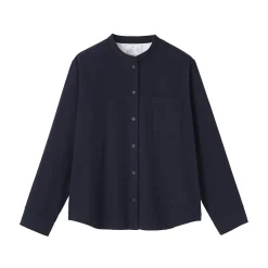 Chemise à col montant en flanelle brossée double femme