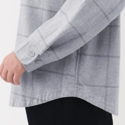 Chemise à col montant en flanelle brossée double femme