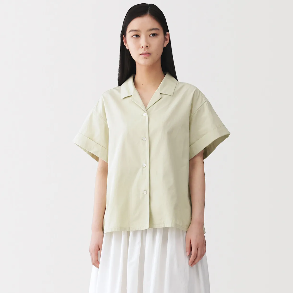 Chemise à manches courtes en popeline de coton biologique pour femme