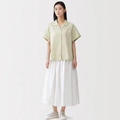 Chemise à manches courtes en popeline de coton biologique pour femme