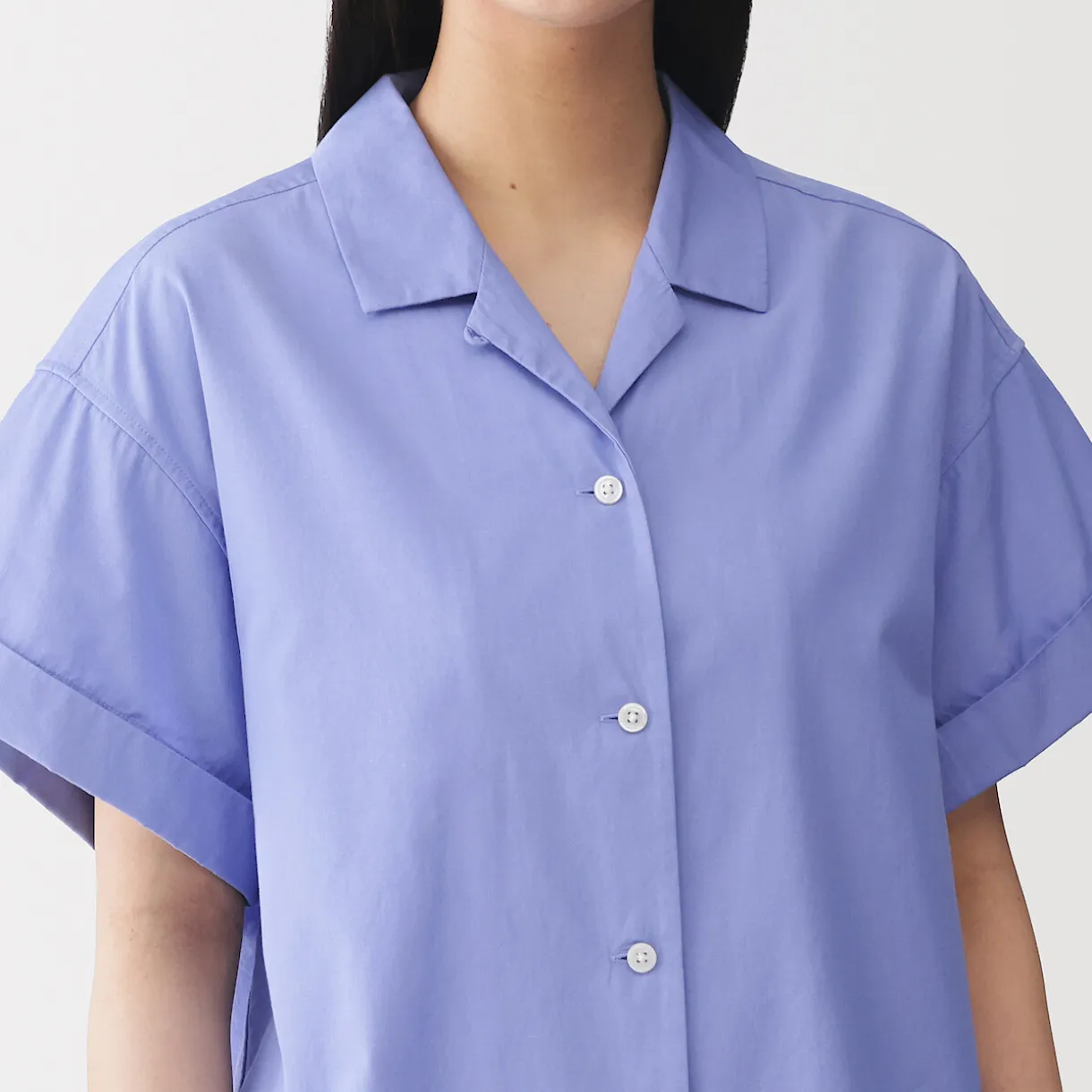 Chemise à manches courtes en popeline de coton biologique pour femme